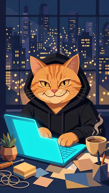 Кот-хакер в стиле «Вектор»